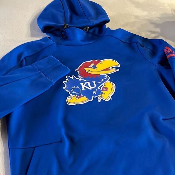 Adidas Climawarm Kansas Jayhawks Hoodie Cotton/Poly Mens L - Picture 2 of 9